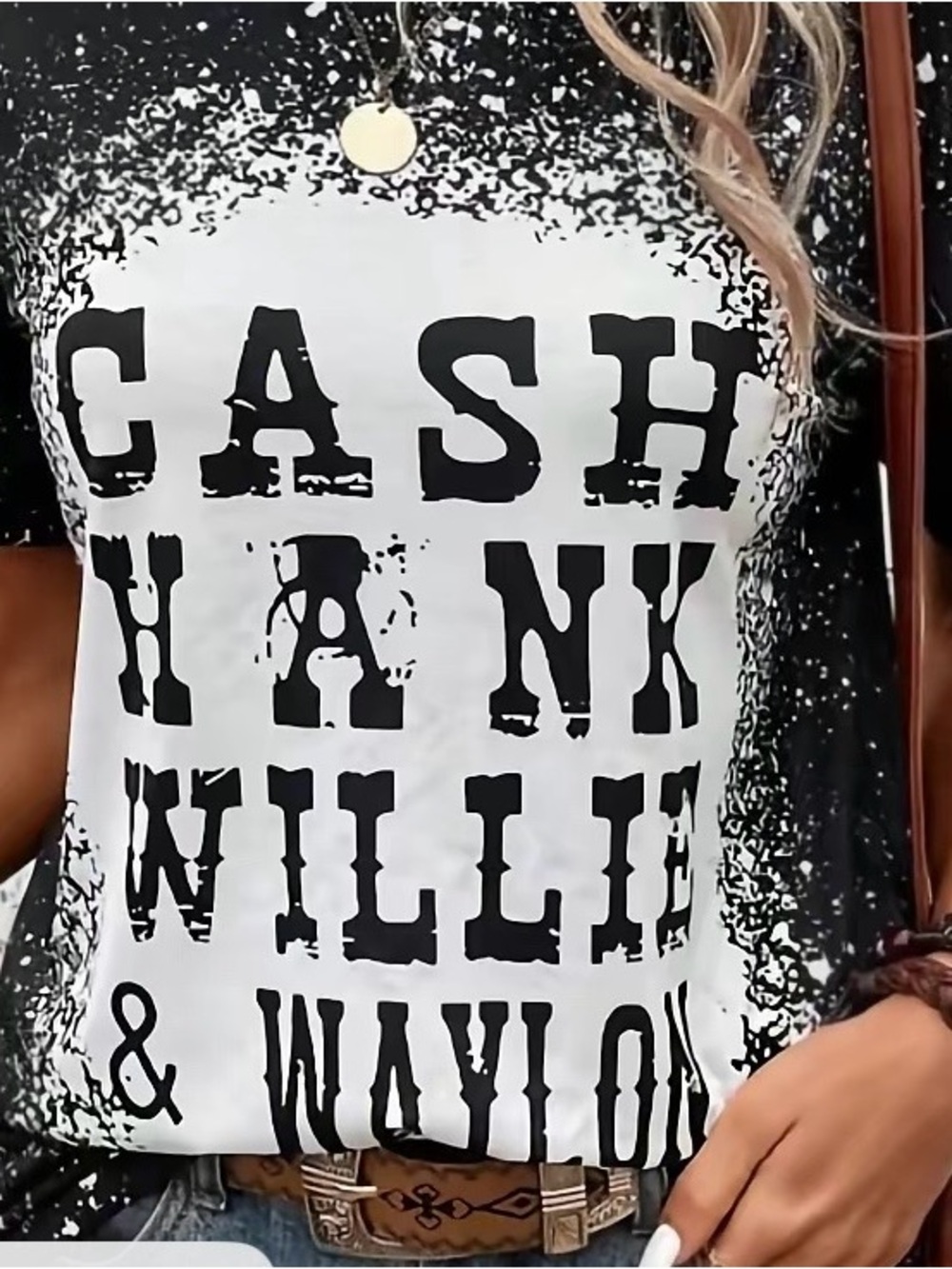 Emery Rose Black Graphic Tee with White Print